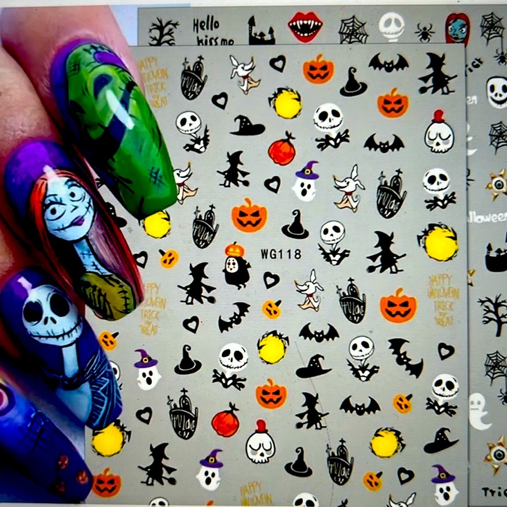 Halloween Nail Stickers,Ghost Skull Nail Decals,3D Self Adhesive Stickers